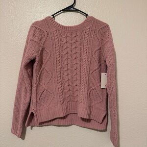 SO Women's Cable Knit Sweater - Pink